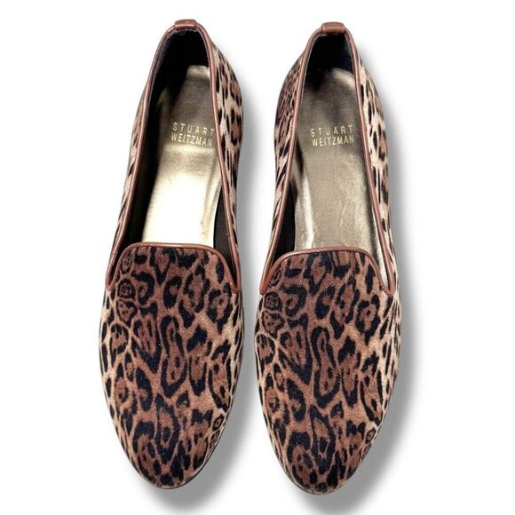 Stuart Weitzman Leopard Print Fabric Leather Trim Loafers Women’s Size 6.5 M - Picture 4 of 10